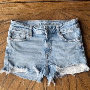 American Eagle Outfitters Women's Distressed Light Blue Jean Shorts